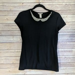 ☀️Banana Republic Rhinestone Peter Pan Collar Top